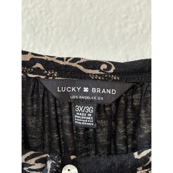 Lucky Brand Top Blouse Plus Size 3X Black / Tan Boho - Picture 3 of 4
